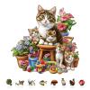 Wooden Puzzles for Adults, Cat Garden Wood Puzzles Adult, Unique Animal Shaped Wooden Jigsaw Puzzle, Creative Birthday Gifts for Friends/Family/Puzzle Lovers, Home Decor(M-11.4 * 11.3in 155pcs) view 1