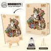 Wooden Puzzles for Adults, Cat Garden Wood Puzzles Adult, Unique Animal Shaped Wooden Jigsaw Puzzle, Creative Birthday Gifts for Friends/Family/Puzzle Lovers, Home Decor(M-11.4 * 11.3in 155pcs) view 4