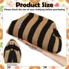 Sunnymove Mahjong Tile Bag Woven Clutch Purses for Women Woven Striped Dumpling Bag Summer Beach Evening Handbag for Mahjong Tile Vacation Supplies(Black Yellow,Thin Lines) view 2