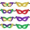 8Pcs Mardi Gras Eyes Mask,Full Color Half Face Carnival Favors Mask,Women Men Masquerade Sequins Eyes Masks for New Orleans Parades Halloween Birthday Supplies view 1