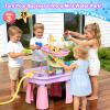 CRATIVWOOD Toddler Water Table for Kids - Sand and Water Table with 28PCS Toy Accessories & Rain Shower Sprinkler, Outdoor Sensory Water Play Table, STEM Toy Summer Gift for Boys Girls Ages 3-8 view 4