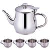 Kids Tea Set Includes Portable 330ml Stainless Steel Long Spout Teapot with Filter Screen and 4 70ml Cups for Children Camping Home view 1
