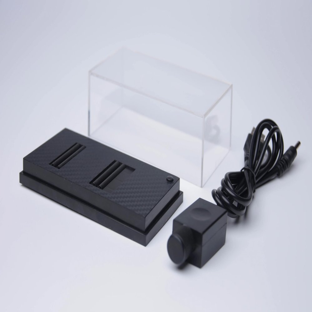 1:64 Scale Motorized Test Base & Constant Spin Electric Dyno Platform with Adjustable Wheelbase and Dust Cover for Diecast Model Cars (Compatible with Hot Wheels, Mini GT, Tomica) (Corbon Black)