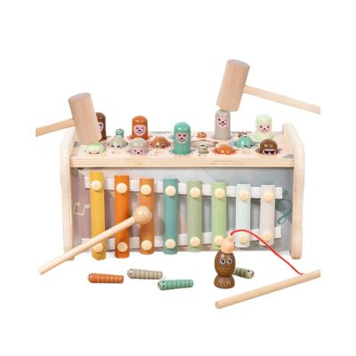 tysszx 5 in 1 Wooden Hammering Pounding Toy, Kids Wooden Musical Pounding Activity Toy