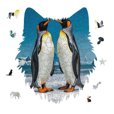 Happy Penguins Jigsaw Puzzle 175PCS Wolf Head Design Puzzle Wooden Jigsaw Puzzles for Adults Families