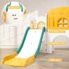 8-in-1 Large Toddler Slide & Climber Playset, Indoor/Outdoor Playground Equipment with Crawling Tunnel, Basketball Hoop, Telescope & Toy Storage, Multi-Activity Center for Kids Ages 1-3(Orange-Green) view 3