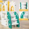 8-in-1 Large Toddler Slide & Climber Playset, Indoor/Outdoor Playground Equipment with Crawling Tunnel, Basketball Hoop, Telescope & Toy Storage, Multi-Activity Center for Kids Ages 1-3(Orange-Green) view 4