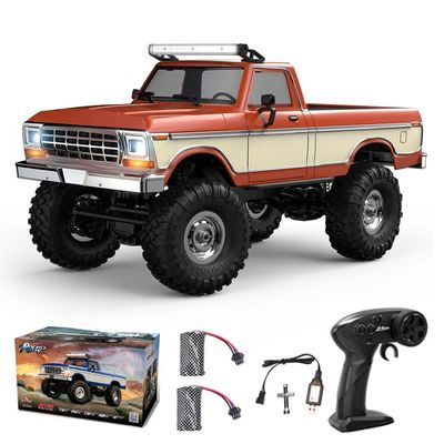 GoolRC RC Crawler, 1:16 Scale 4WD RC Pickup Truck, All Terrain Off Road Rock Crawler, 2.4GHz Remote Control Truck with LED Lights and 2 Batteries for Adults (Orange)
