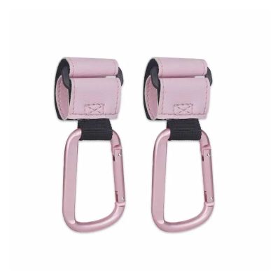 6 Pcs Baby Stroller Hooks Portable Infant Carriage Hook Multifunctional Leather Aluminum Alloy Accessories(Pink)