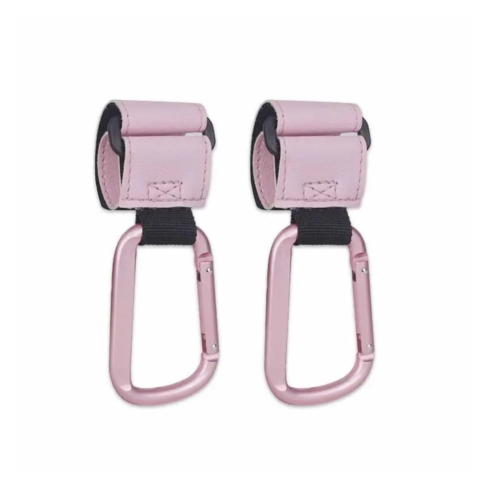 6 Pcs Baby Stroller Hooks Portable Infant Carriage Hook Multifunctional Leather Aluminum Alloy Accessories(Pink)