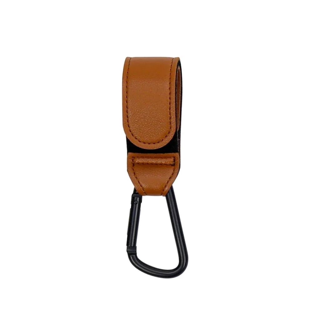 6pcs Baby Stroller Hooks Compatible with Bags PU Leather Universal Climbing Buckle Cart Organizer Diaper Bag Hanger Accessories(Brown)