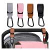 6pcs Baby Stroller Hooks Compatible with Bags PU Leather Universal Climbing Buckle Cart Organizer Diaper Bag Hanger Accessories(Brown) view 2