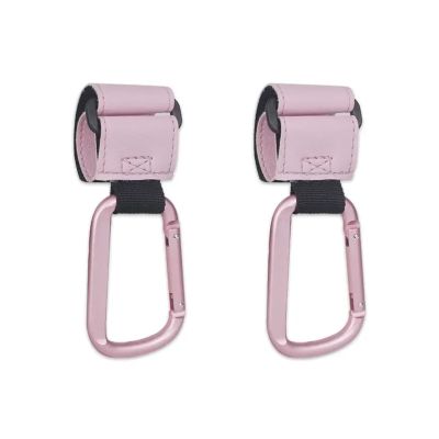 6pcs Baby Stroller Hooks Clips PU Leather Rotatable Cart Organizer Pram Hook Rotate 360 Degree Accessories(Pink)