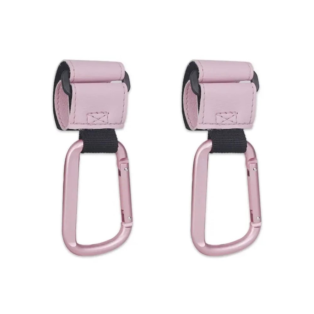 6pcs Baby Stroller Hooks Clips PU Leather Rotatable Cart Organizer Pram Hook Rotate 360 Degree Accessories(Pink)
