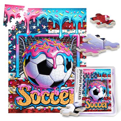 Soccer Puzzles for Adults 1000 Pieces Colorful Soccer Jigsaw Puzzles Wooden Ball Sports Puzzle Ice Cream Soccers Puzzle for Men Sport Lovers Challenging Fun Family Activity Game Home Decor