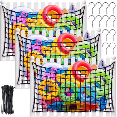 SATINIOR 3 Pack Large Pool Float Storage Net with Hook and Ties 63" x 43"