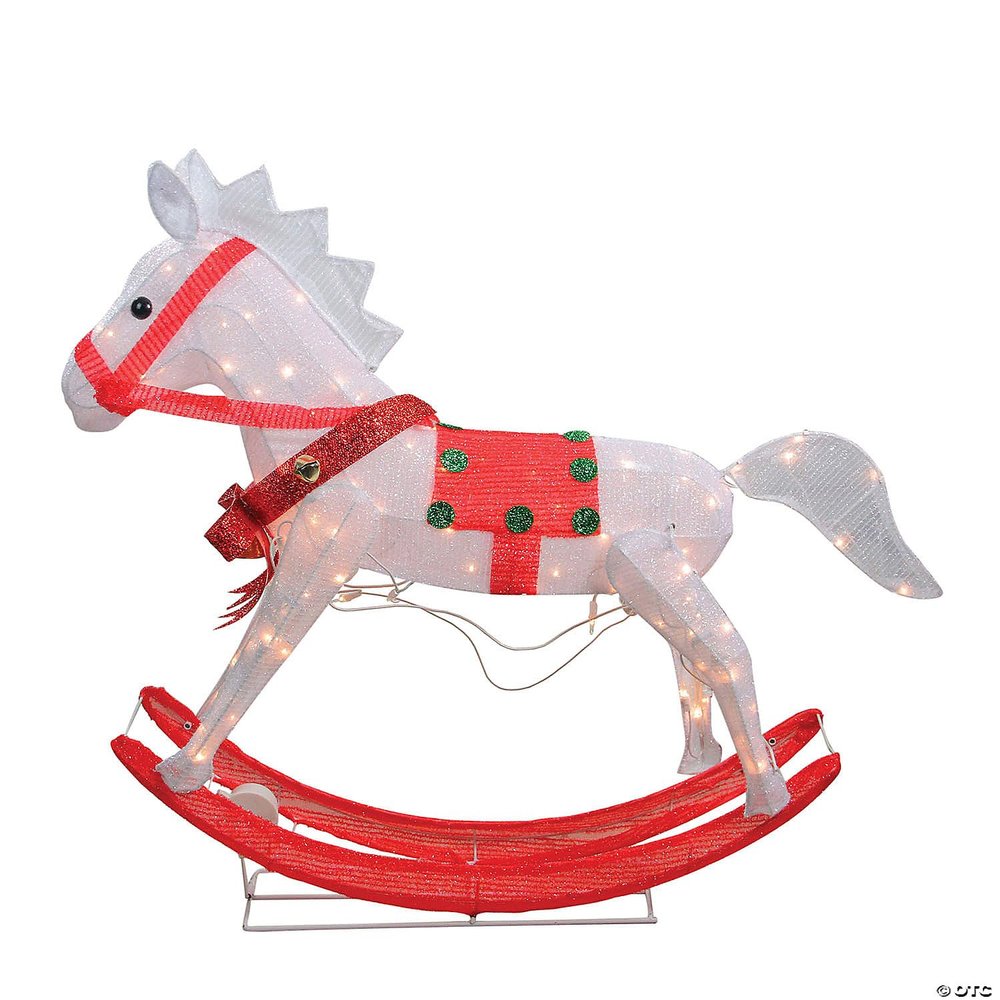 Gajula.Enterprises 36" White and Red Light Rocking Horse Outdoor Christmas Decor