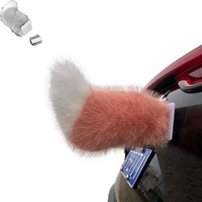 Remote Control Electric Car Tail Wagging Plush Fuzzy Ornament, Cute Fuzzy Wagging Moving Tail, Handmade Rechargeable Auto Trunk Charm (RED)