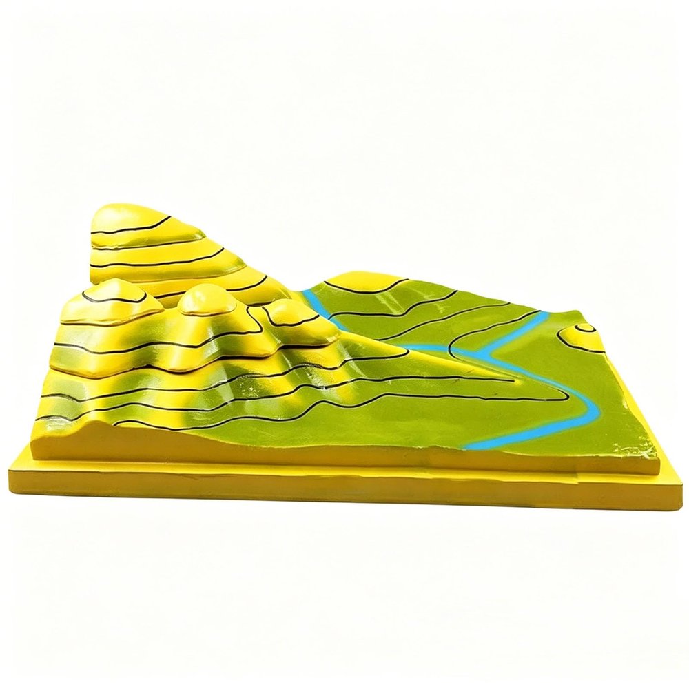 3D Contour Terrain Model, Geography Geomorphology Teaching Aid for Geology Education & Classroom Demonstration