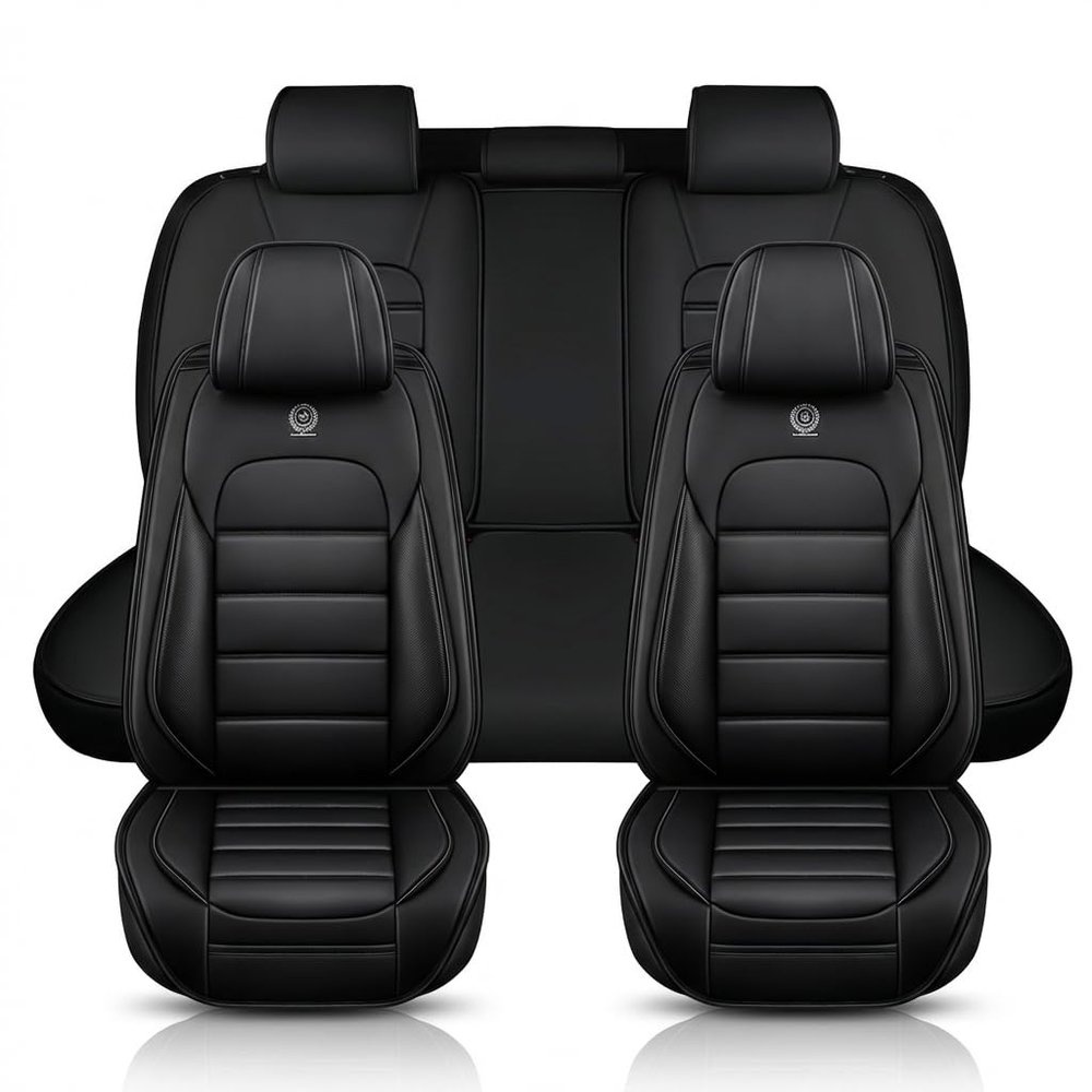 CCYCZX Custom Fit Seat Covers for Toyota RAV4 2019-2025, Full Set Waterproof Leather Car Seat Covers for RAV4 LE XLE Hybrid Limited, 5-Seats Airbag Compatible Auto Interior Accessories (Black)