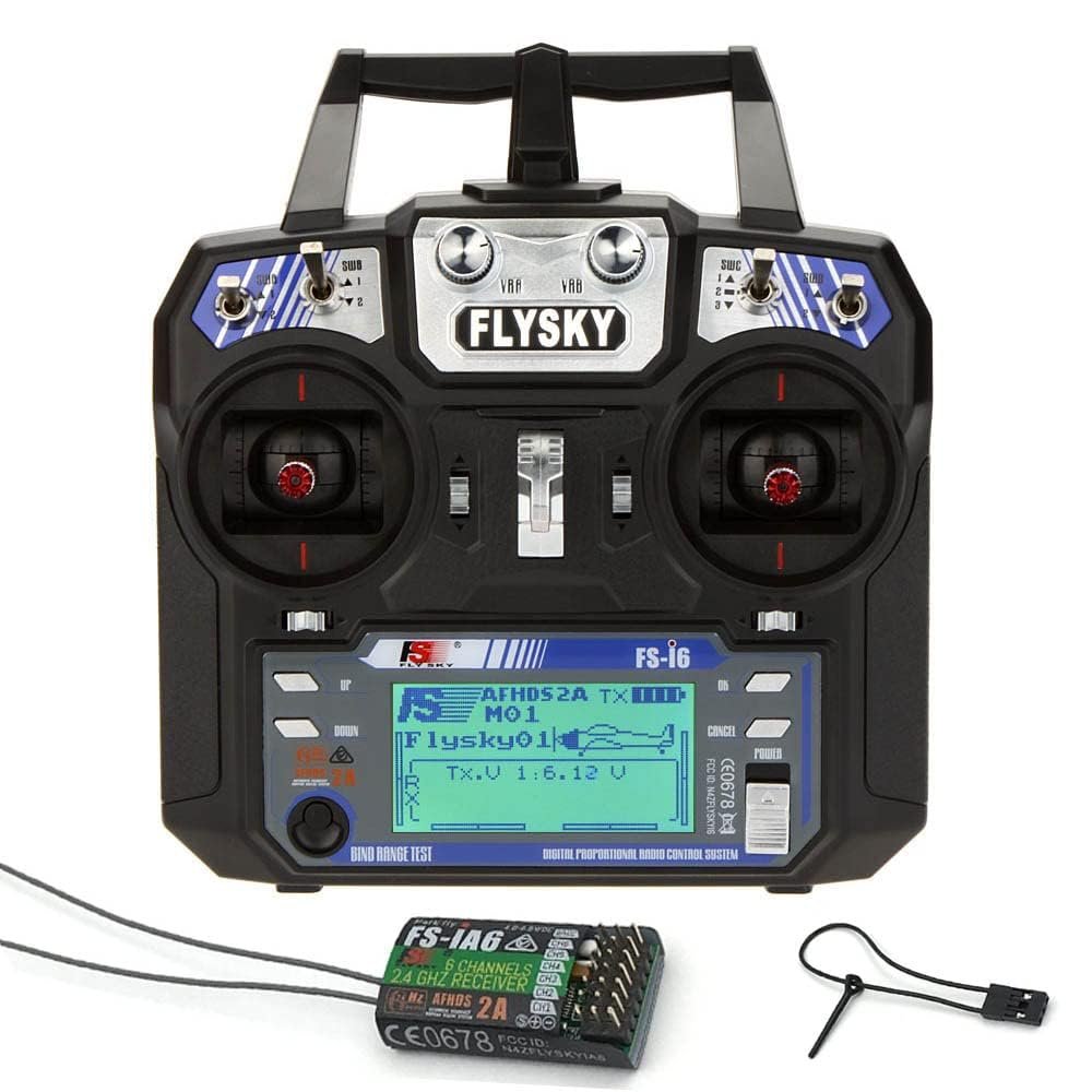 Hylukon Flysky FS-i6 AFHDS 2A 2.4GHz 6CH Radio System Transmitter Mode 2 and FS-iA6 Receiver for RC Helicopter Glider Multicopter Fixed-Wing