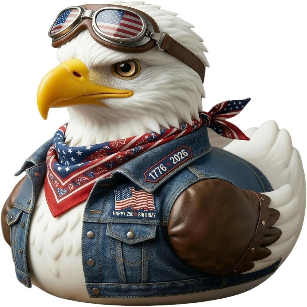 iWorldBlue American Independence 250th Anniversary Rubber Duck, Patriotic Military Rubber Duck for Ducking, Army Veteran Duck for Car Dashboard, Gift for Veterans & Duck Lovers (Pilot Eagle)
