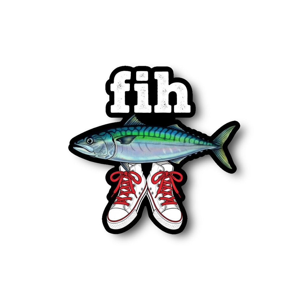 fih Sticker | Mackerel Fish Design | Fun Sneakers | Unique Wall Art | Colorful Vinyl Decal | Quirky Home Decor [KERS]