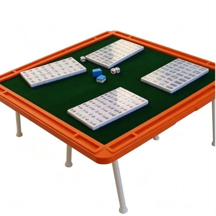 KZGMMHY8 Portable Travel Mahjong Set with Folding Table, Mini Mahjong Game for Camping, Picnic, Home Use(Mahjong+Table)