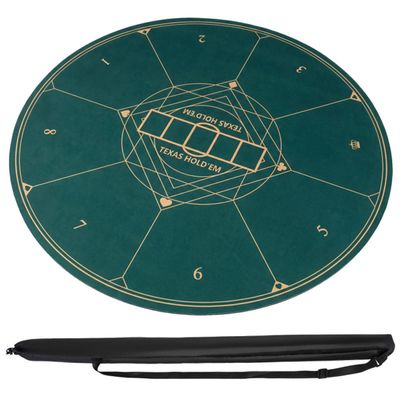 HKXINANJIAHE 47" Round Foldable Poker Table Top Mat with Non-Slip Rubber Base, Portable Casino-Grade Poker Mat with Carrying Bag (Green)