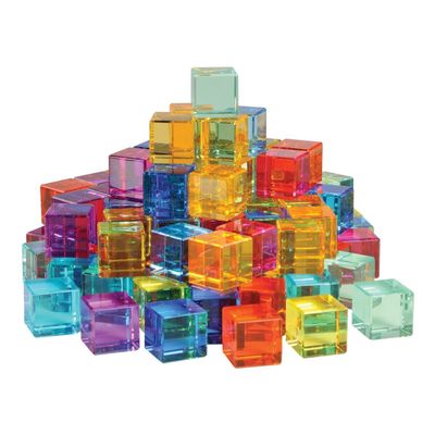 Kaplan Early Learning Translucent Cubes with Mirror Tray - 100 Pieces