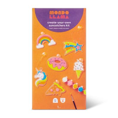 Mondoo Llama DIY Suncatchers Craft Kit for Kids Paint & Create (20-Piece Set, Includes Brushes, Ages 6+)
