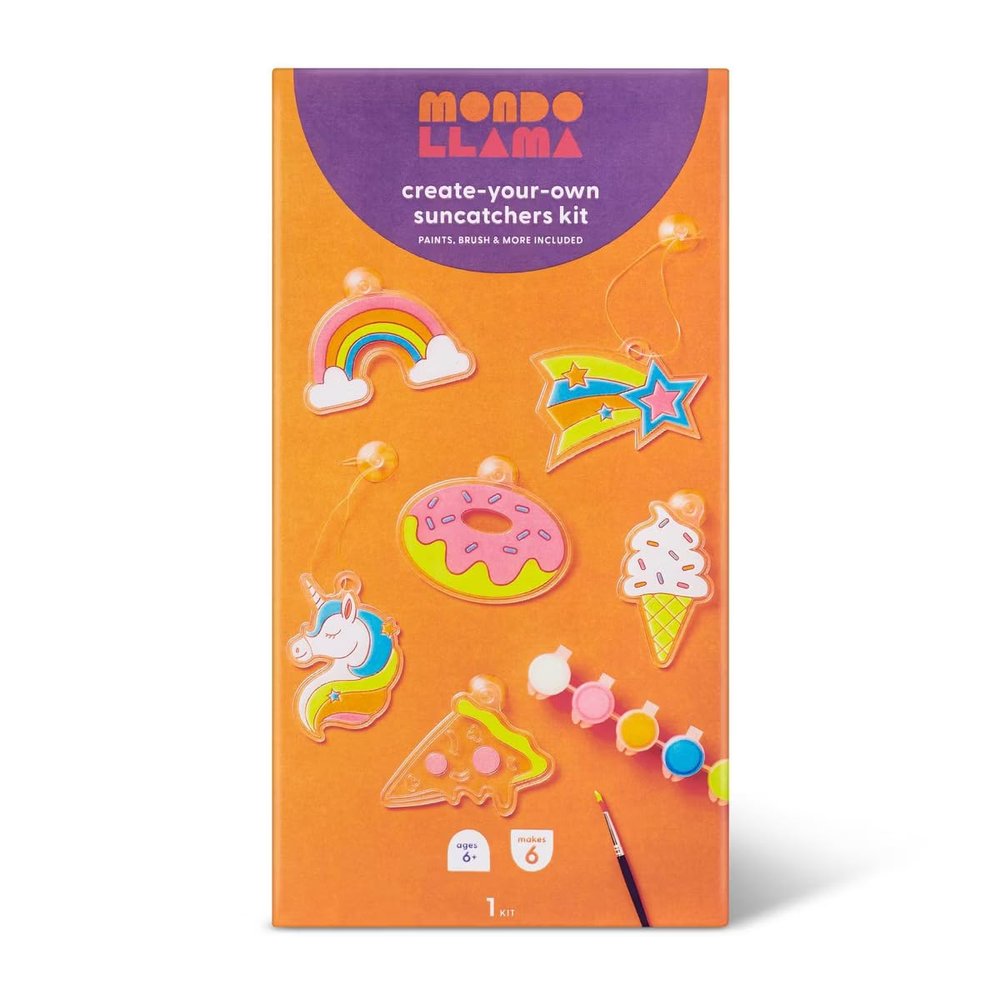 Mondoo Llama DIY Suncatchers Craft Kit for Kids Paint & Create (20-Piece Set, Includes Brushes, Ages 6+)