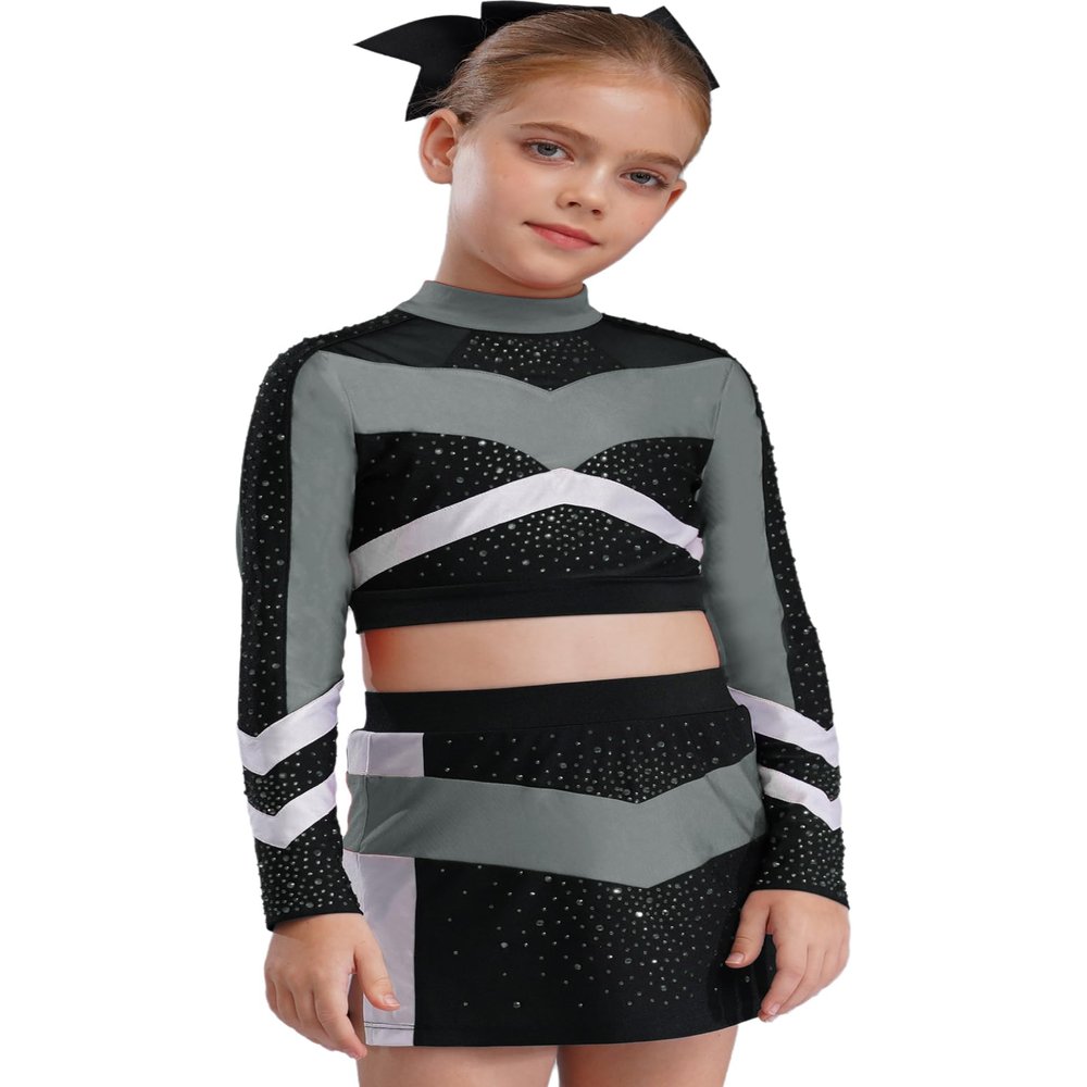 Yihuimin Girls Cheerleading Outfit Cheer Leader Uniform Stage Performance Dance Halloween Wear Competition Clothes Yellow 6 Years