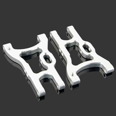2Pcs 102021(02007) Alum Alloy Rear Lower Suspension Arm For HSP 1/10 94101 94102 94103 94123 Drift Car Upgrade Parts(Silver (2Pcs))