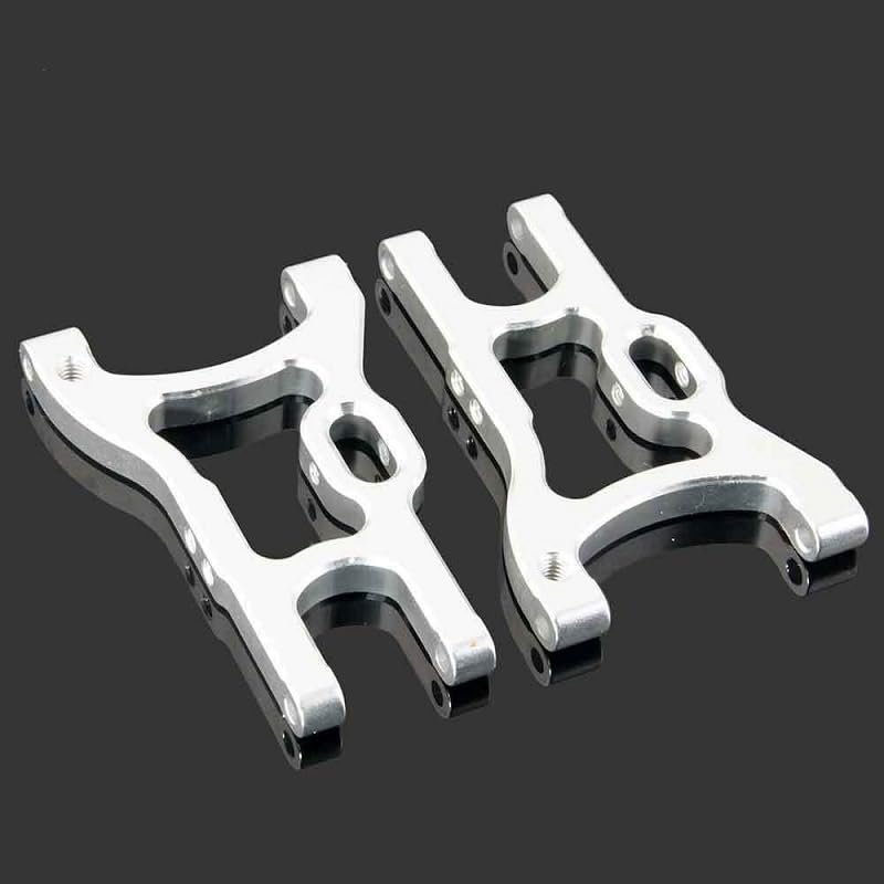 2Pcs 102021(02007) Alum Alloy Rear Lower Suspension Arm For HSP 1/10 94101 94102 94103 94123 Drift Car Upgrade Parts(Silver (2Pcs))