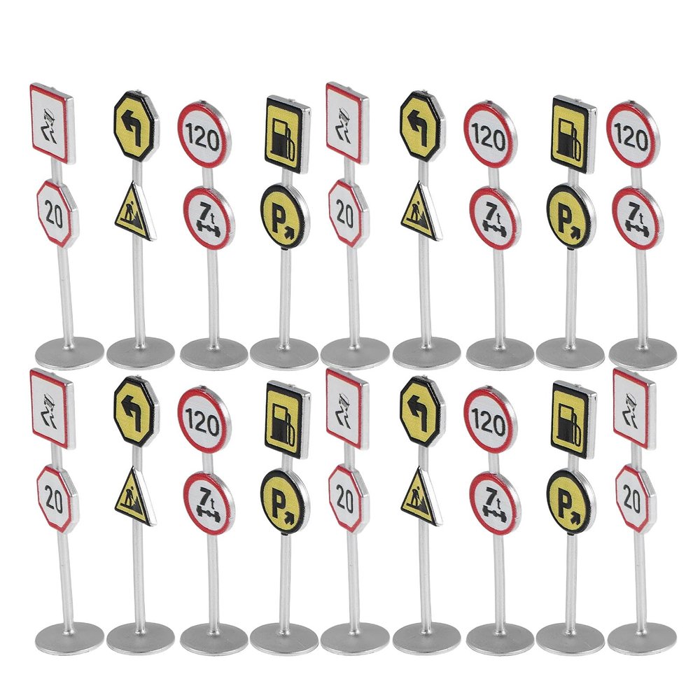 CIMAXIC 100pcs Mini Traffic Signs: Mini Road Sign Toy - 6.5 Cm/2.56 Inch Miniature Traffic Playset Street Indicator Model Micro Landscape Accessories