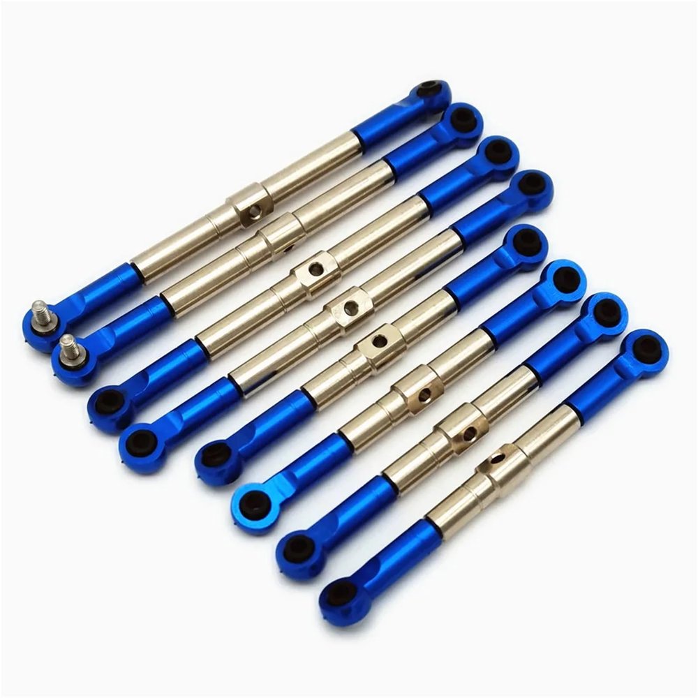 8pcs Hard Steel Adjustable Front and Rear Toe Links Push Rods for Traxxas for E-Revo 7138 7118 confident(Blue)