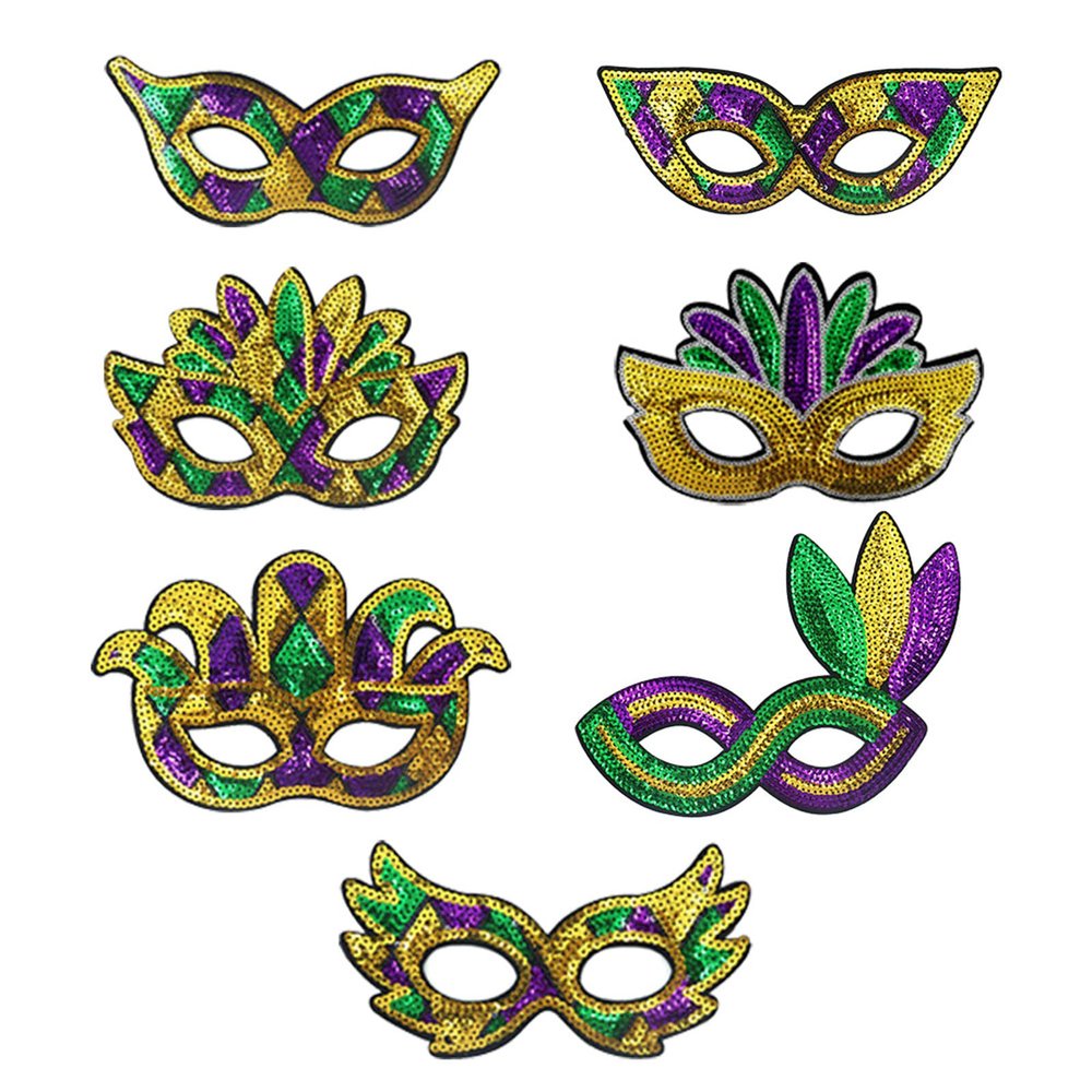 7Pcs Mardi Gras Mask,Half Face Sequins Venetian Mask,Men Women Masquerade Eyes Masks for New Orleans Parades Halloween Birthday Carnival Favors Supplies