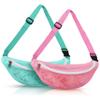 Meyrwoy Seashell Bag Kids 2 PCs Mesh Beach Bag Zippered Beach Toy with Adjustable Strap Seashell Collecting Waist for Boys and Girls view 1