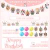 Cat Themed Birthday Party Decorations, Cat Birthday Decorations for Backdrop, Cute Cat Birthday Banner with 6 Hanging Swirls for Cats Birthday Decorations ,Pink view 2