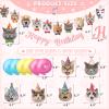 Cat Themed Birthday Party Decorations, Cat Birthday Decorations for Backdrop, Cute Cat Birthday Banner with 6 Hanging Swirls for Cats Birthday Decorations ,Pink view 3