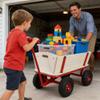 Wooden Outdoor Sport Wagon All-Terrain Handcart with Removable Side Panels Kids Pulling Cart Foldable Pet Stroller for Halloween Christmas, Natural Color view 2