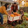 Wooden Outdoor Sport Wagon All-Terrain Handcart with Removable Side Panels Kids Pulling Cart Foldable Pet Stroller for Halloween Christmas, Natural Color view 3