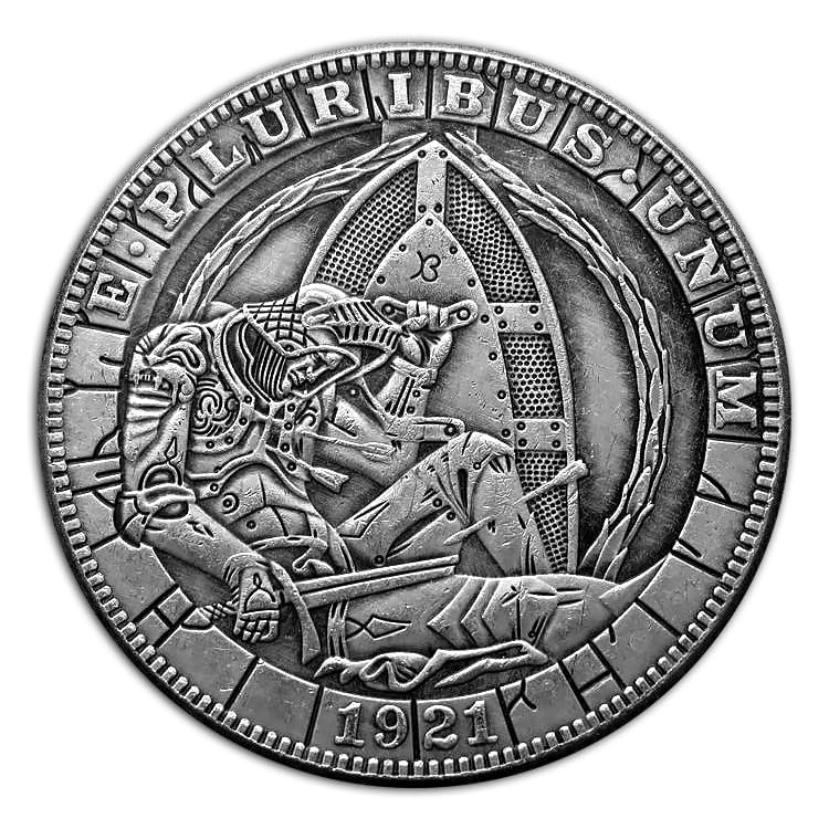 1921 Armored Warrior Heror E.Pluribus.Unum Hobo Coin Lucky Coin Pendant - US Liberty Eagle Novelty Morgan Coin Funny Coin Jewelry Bag