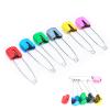 Diaper Pins, Plastic Head Cloth Diaper Nappy Pins with Locking Closures Stainless Steel, Plastic Head Safety Pin with Safe Locking Closures (6 Colorful Bread-Shaped pins) view 1