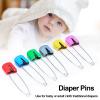 Diaper Pins, Plastic Head Cloth Diaper Nappy Pins with Locking Closures Stainless Steel, Plastic Head Safety Pin with Safe Locking Closures (6 Colorful Bread-Shaped pins) view 2