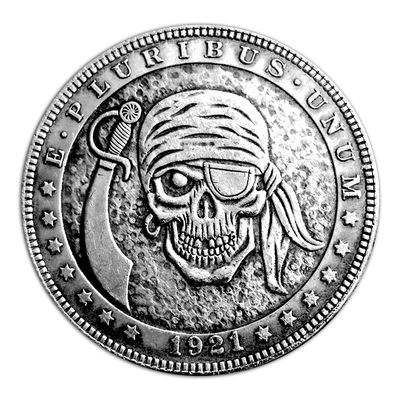 1921 One-Eyed Skull Sailor E.Pluribus.Unum Hobo Coin Lucky Coin Pendant - US Liberty Eagle Novelty Morgan Coin Funny Coin Jewelry Bag