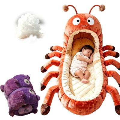 Hugging Caterpillar Sleeping Bag, Plush Cocoon Full-Body Lounger for Adults, Pull Cord Animal Soft Sleeping Bag, Indoor Nap Pod, Cozy Reading Nest Relaxation (Orange)