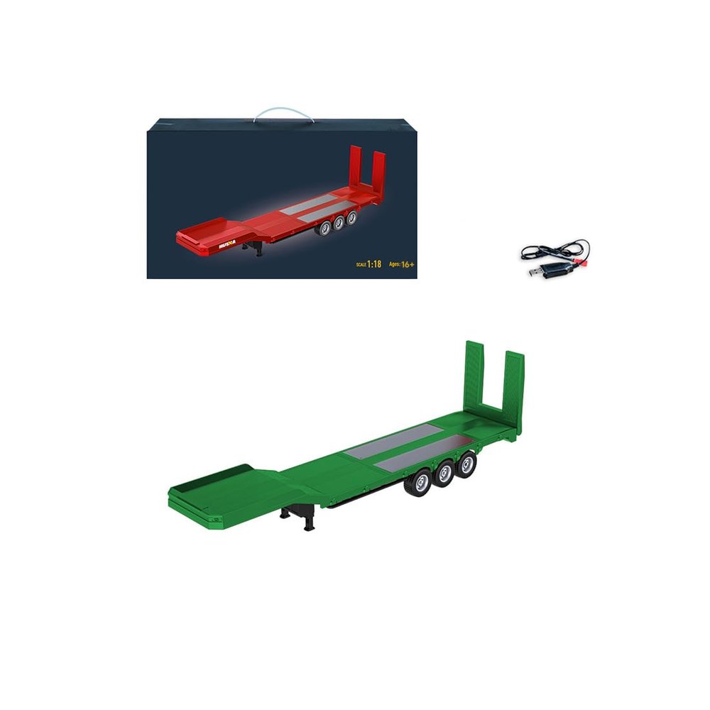 DiscovCrate 1/18 Scale Flatbed Trailer for 770S Heavy Duty Tractor Truck, RC Semi Construction Trailer, Adult Collectible Model Accessory