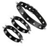 Adjustable Plus Size Spike Leather Choker Collar Bracelet Set for Men Black view 1